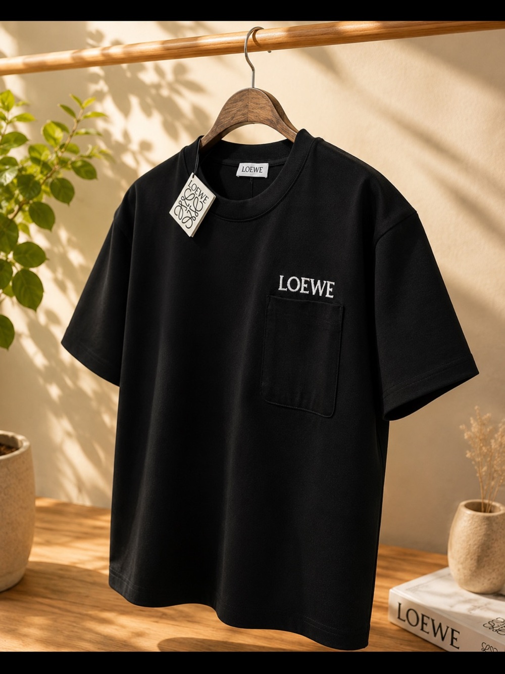 Loewe Black Short-Sleeve Pocket Logo Tee